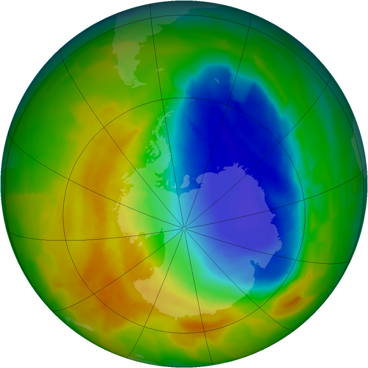 Antarctic ozone map for 22 October 2012